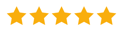 Five golden stars signify a perfect rating, representing high quality or excellent service